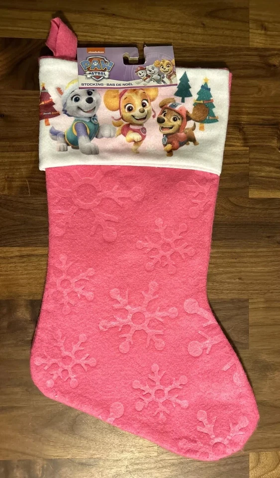 Nickelodeon Paw Patrol Felt Snowflakes Pink Christmas Stocking 15”