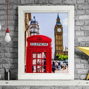 LONDON UK Telephone Box Big Ben Poster Picture Print Size A5 to A0 FREE DELIVERY - Foto 1 di 14