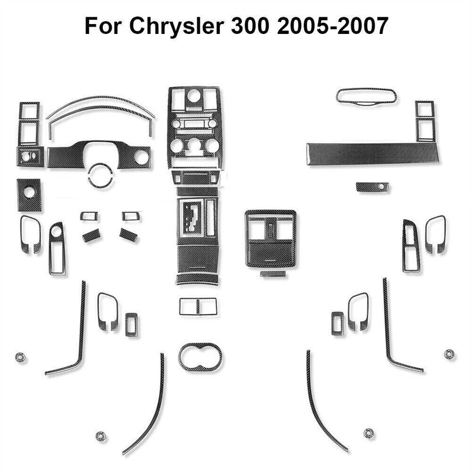 Kit completo de acabamento de tampa de painel interior fibra de carbono para Chrysler 300 300C 2005-2007 - Imagem 1 de 4