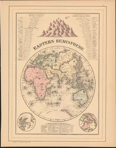 1884 Eastern Hemisphere map by Mitchell antique 15.2" x 11.8" - Picture 1 of 2