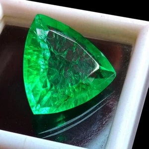 CERTIFIED Natural Muzo Colombian Emerald 6-8 Ct Loose Gemstone Trillion Shape - Picture 1 of 10