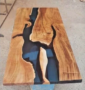 Epoxy Resin Table Wooden Table Outdoor Dining Table Custom Order Office Desktop - Picture 1 of 8