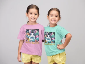 Easter Toddler T-Shirt, Cute Bunny Tee, Easter Gift, Bunny Graphic Tee - Picture 1 of 19