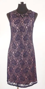 Abito Adrianna Papell Bleistift Gr 38 Blu Rosa Con Pizzo Senza Maniche A212 - Picture 1 of 5