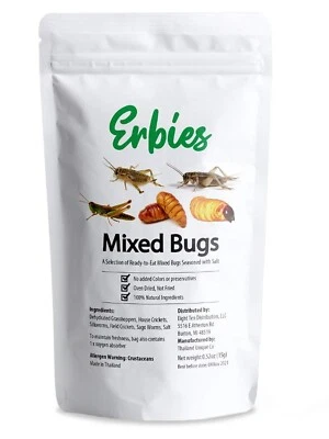 ERBIES Edible Bugs Mixed Trail Mix 15G Bag Seasoned Crunchy Insects Crickets Gag Gift