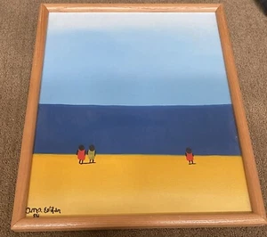 1980's Original Shoreline Beach Horizon 14x17” Framed Signed Painting - Picture 1 of 4