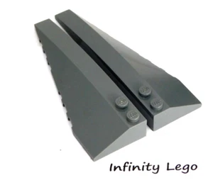 2 Pair LEGO Dark Grey Wedge 1x3x10 Double Rounded Left & Right Wing 50955 50956 - Picture 1 of 1