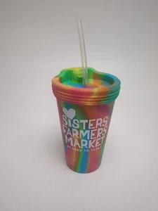 SiliPint Silikon Becher Trinkbecher Deckel Regenbogenfarben 16oz LOGO - Bild 1 von 6