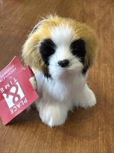 NUEVO CON ETIQUETAS, Place & Time peludo blanco y marrón perro adorno de vacaciones - Imagen 1 de 5