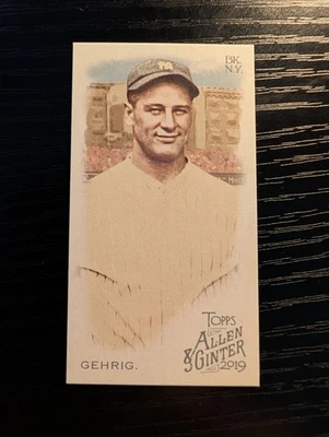 2019 Topps Allen & Ginter Lou Gehrig mini cartão ripado exclusivo #377 NY Yankees - Imagem 1 de 2