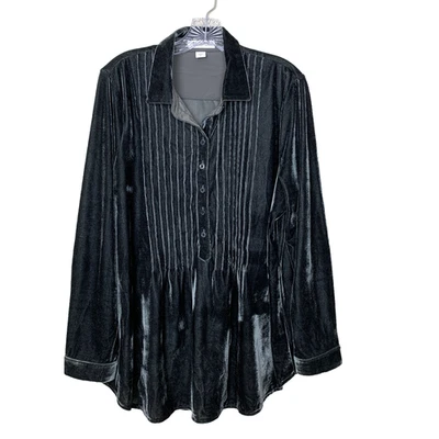 Blusa túnica Coldwater Creek para mujer XL terciopelo gris fiesta navideña Foto 1 de 4