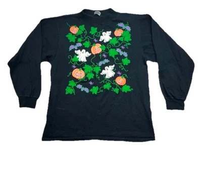 Sudadera Halloween Años 90 DE COLECCIÓN Mujer Mediana Negra Calabaza Fantasma Alore Foto 1 de 4