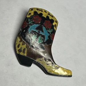 Vintage Sterling Silver 925 Cowboy Boot Christmas Brooch - Picture 1 of 4