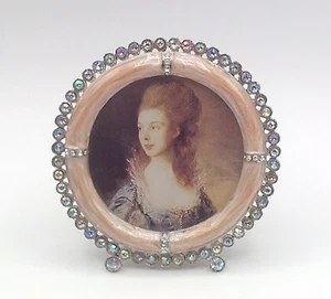 Frame Round Enameled Metal & Rhinestones 4" Diameter for 2.75" Diameter Photo - Picture 1 of 5