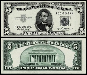 1953-A $5 SILVER CERTIFICATE NOTE~~CRISP ~ UNCIRCULATED - Picture 1 of 1