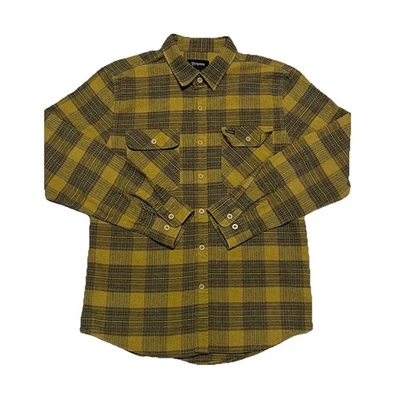 Camisa de franela a cuadros Brixton para hombre manga larga con botones Bowery aguacate M Foto 1 de 4