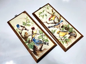2 Vintage Song Birds 1 & 2 On Boards Signed Prints by Grean Large Artwork - Picture 1 of 9