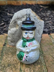 Adorabile Ornamento in Vetro Pupazzo di Neve Accogliente OWC, Edizione Speciale, Anno 2000 - Foto 1 di 6