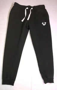 True Religion Sweat Lounge Pants Flock HS Jogger Pocket Black Womens Size M - Picture 1 of 11