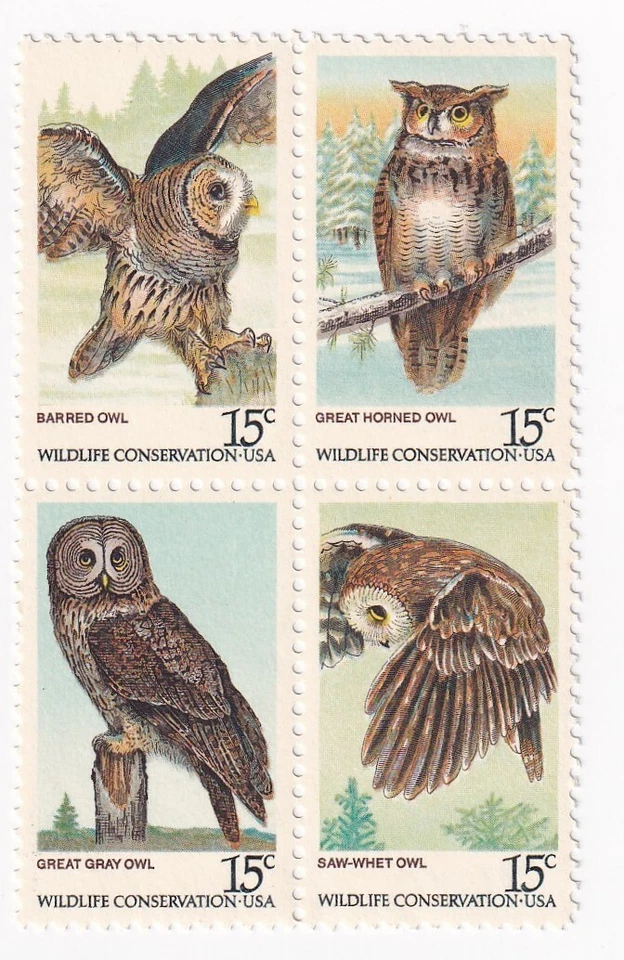 STAMP US SCOTT 1763a "Great Horned Owl" 15 CENT 1978 MH BLOCK OF 4 - Image 1 of 1