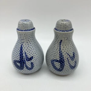 Juego de cocteleras de sal y pimienta esmaltadas de sal de colección de los años 70 gres azul cobalto - Imagen 1 de 6