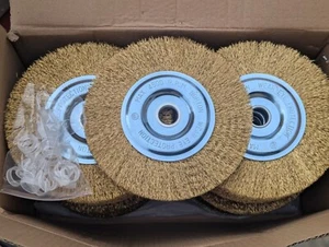6" Wire Brush Wheel Lot Of 25, For Bench Grinder, 6-in Brass Wheel, 5/8", 1/2" - Picture 1 of 6
