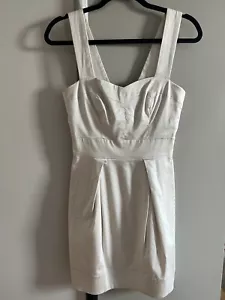 French Connection Size 2 Wide Strap White Champaign Cocktail Wedding Party Dress - Picture 1 of 10