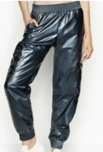 Pantaloni Jogger Sport Victorias Secret Lamina Blu Large L/G metallici NUOVE ETICHETTE combattimento - Foto 1 di 4