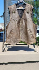 HARLEY DAVIDSON HERITAGE LEATHER VEST X-LARGE BROWN - Bild 1 von 9