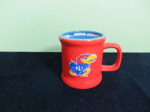 Kansas Jayhawks Embossed 3 3/4" Collegiate Ceramic Coffee Mug  Red Blue Jenkins Cover