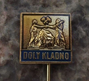 Czech Coal Mines Kladno Mining Brotherhood Miners Crossed Hammers Logo Pin Badge - Picture 1 of 6