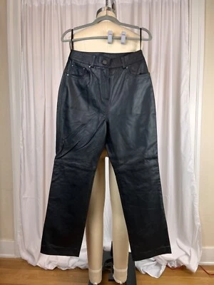 Pantalones Nasty Girl de cuero real pierna recta cintura alta talla 10 nuevos con etiquetas Foto 1 de 4