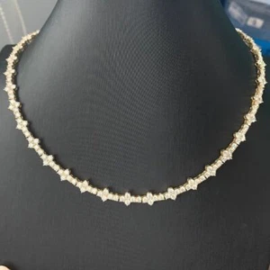 3mm Round Moissanite Tennis Chain Necklace 925 Silver Bracelet Link PASS TESTER - Picture 1 of 13