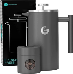 French Press Coffee Maker - 34Oz Thermal Insulated Brewer plus Travel Jar -Large - Picture 1 of 12