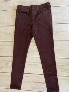 Mossimo Denim High Rise Skinny Jeans Women's Size 0 Maroon Stretch - Picture 1 of 6