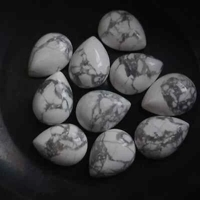 [WHOLESALE] NATURAL HOWLITE CABOCHON PEAR SHAPE LOOSE GEMSTONE - Image 1 of 4