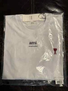AMI PARIS WHITE T-SHIRT RED LOGO - Picture 1 of 5