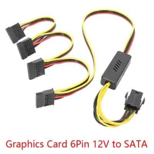 Graphics Card 6Pin to 4x SATA Power Supply Splitter Cable Hard Drive Adapter - Picture 1 of 3