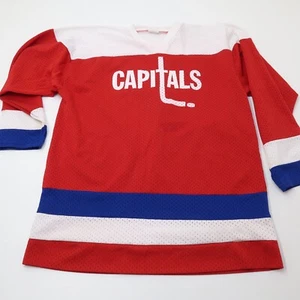 Vintage Red Washington Capitals Jersey L Hockey Air Knit 80s CCM Maska Sport USA - Picture 1 of 6