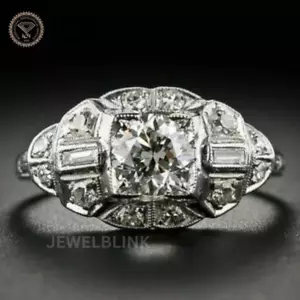 1 Carat D VS1 Round Vintage Lab Grown Diamond Engagement & Wedding 14K Gold Ring - Picture 1 of 19