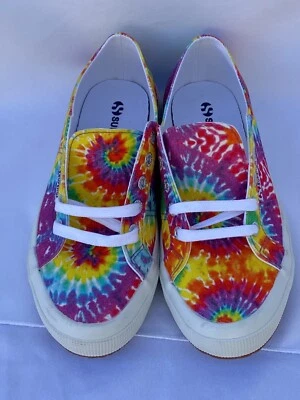 NEW SUPERGA Tie Dye Multi Color Canvas Sneaker Athletic Shoes Women's Size 7 - Image 1 of 4