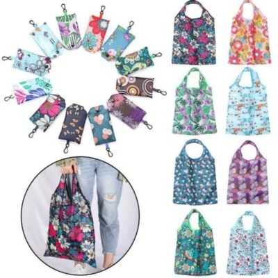 Large Reusable Shopping Bags Heavy Duty Waterproof Foldable Tote Pocket Bags UK - Image 1 of 4