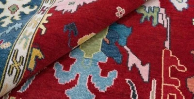Exquisite Red/Blue Oushak Hand-knotted Carpets & Rugs for living area & Office. - Image 1 of 4
