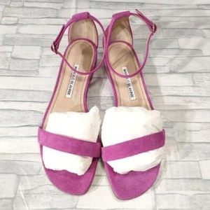 Manolo Blahnik CHAFLA10 625 ASIAGOAnkle strap flat sandals pink　US7.5:JP - Picture 1 of 17