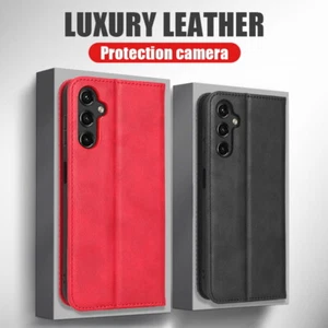 Funda abatible de cuero ranura para tarjeta para Samsung Galaxy S24 S23 Ultra S22 S21 A53 A52 - Imagen 1 de 16
