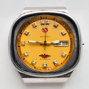 Citizen orange vintage automatic men's Japan wristwatch miyota 8200 day date - Picture 1 of 6