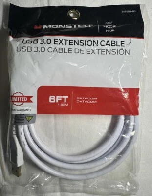 NEW Monster 6’ High Performance USB 3.0 Extension Cable 141098-00 SHIPS FREE - Image 1 of 2