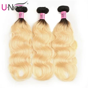UNice Mongolian Ombre Honey Blonde Body Wave  Bundles Human Hair Extensions Weft - Picture 1 of 15