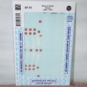 Missouri Pacific Railroad Diesels 1962 - 1974 Microscale Decals 87-74 HO Scale - Picture 1 of 3