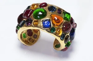 CHANEL Paris 1990’s Maison Gripoix Wide Poured Glass Crystal Cuff Bracelet - Picture 1 of 4